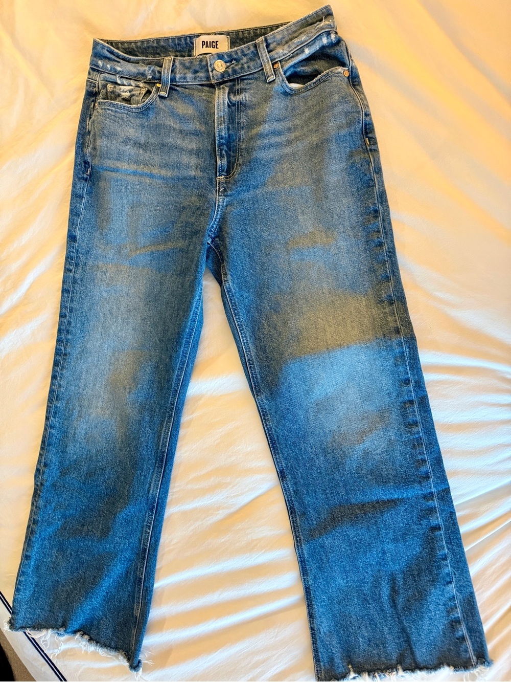 PAIGE relaxed leg jeans raw hem 28
